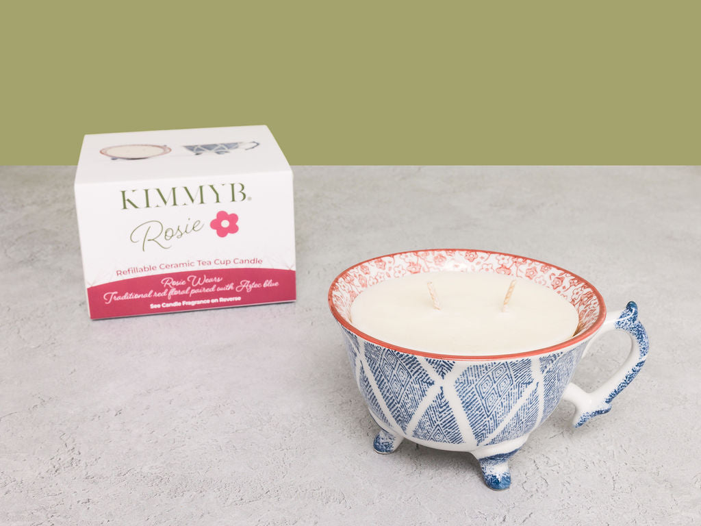 Rosie - Refillable Ceramic Tea Cup Candle